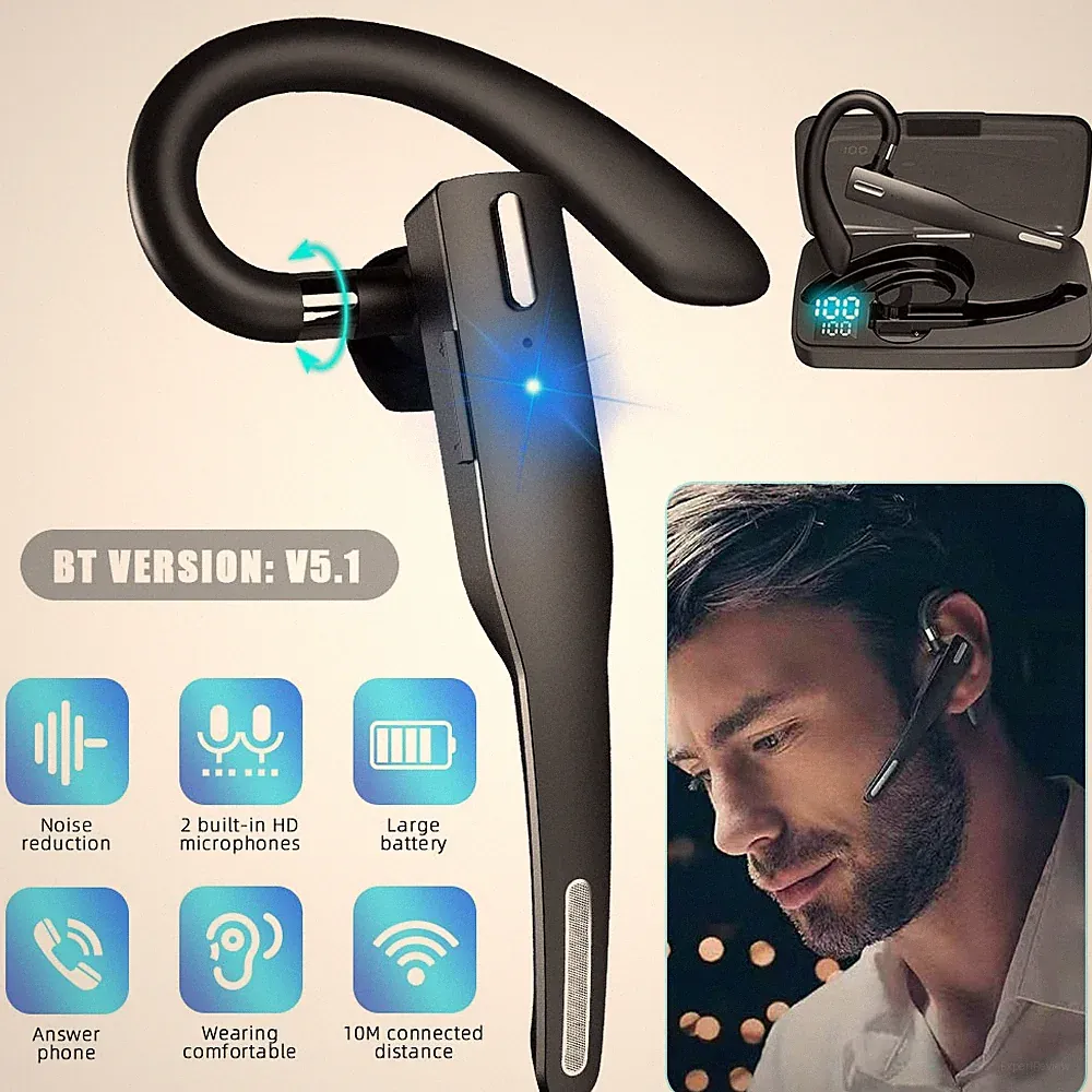 Bluetooth 5.1 Headset Stereo Kopfhörer Kabellos Im Ohr Ohrhörer mit Mikrofon DE