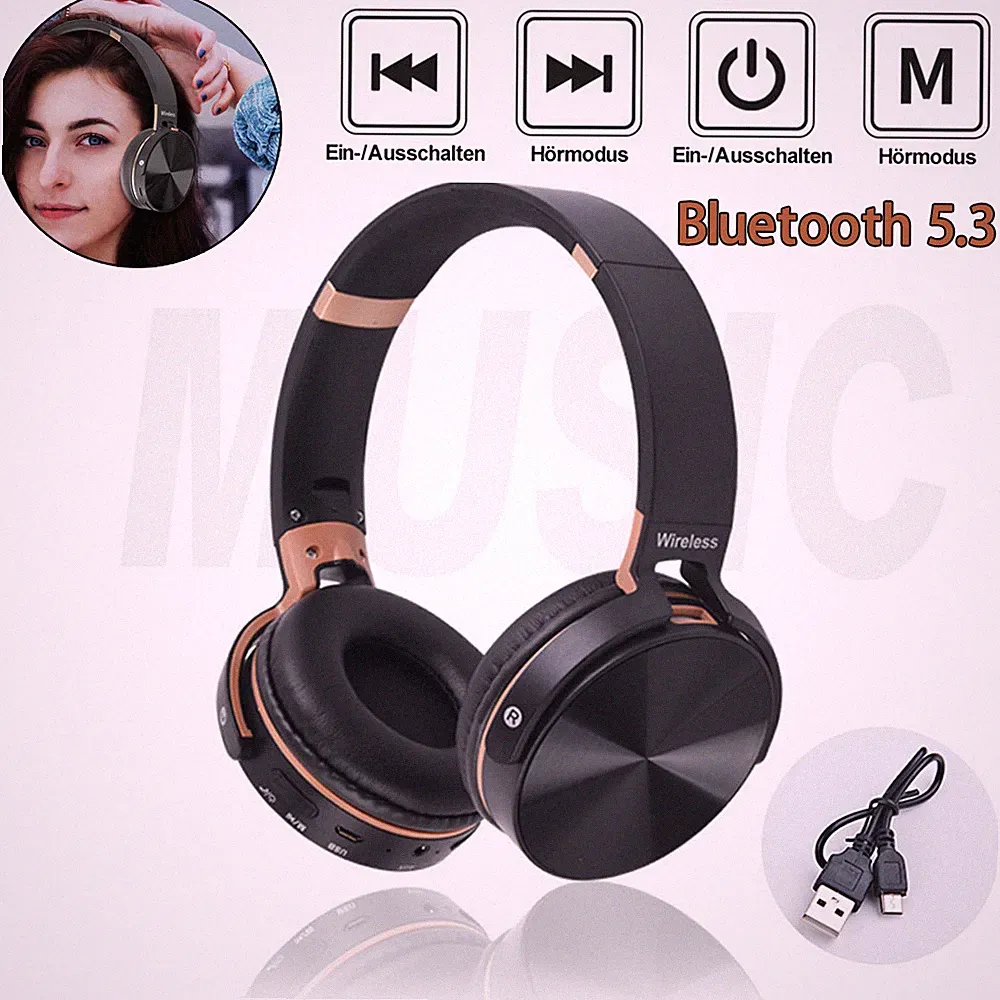 Bluetooth 5.1 Kopfhörer Kabellos Headset Stereo Bass Over-Ear Noise Cancelling