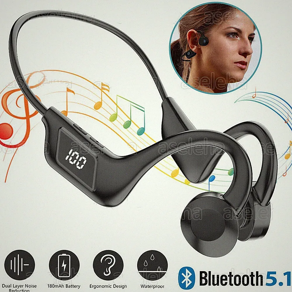Bluetooth 5.1 Kopfhörer Knochenschall Nackenbügel Sport Headset Bone Conduction