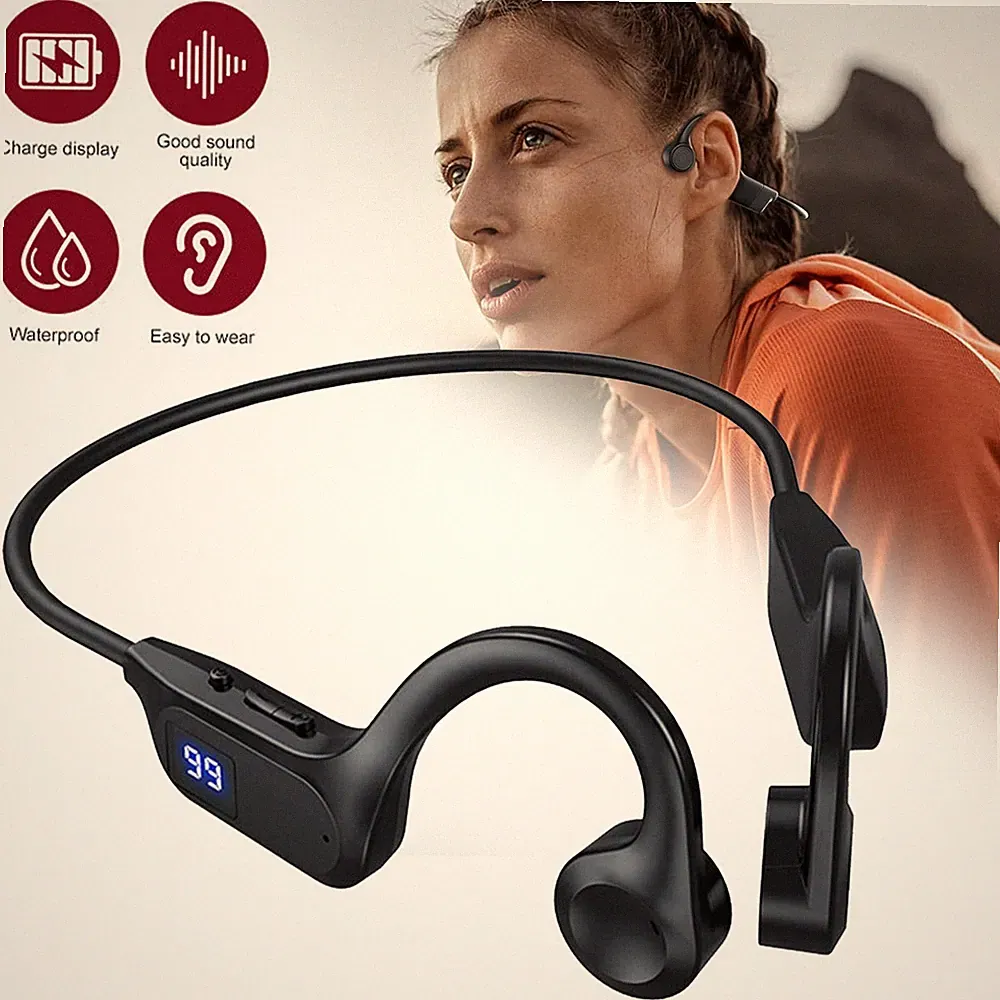Bluetooth 5.2 Headset Knochenschall Stereo Kopfhörer Kabellos Workout Ohrhörer