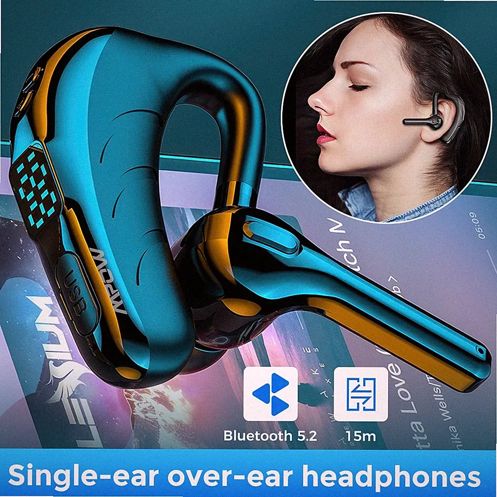 Bluetooth 5.2 Headset Stereo Kopfhörer Kabellos Ohrhörer mit Mikrofon für Handy