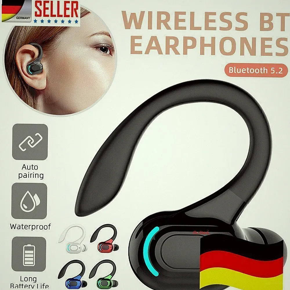 Bluetooth 5.2 Stereo Sport Kabellos Headset TWS Handy Kopfhörer mit Mikrofon DE