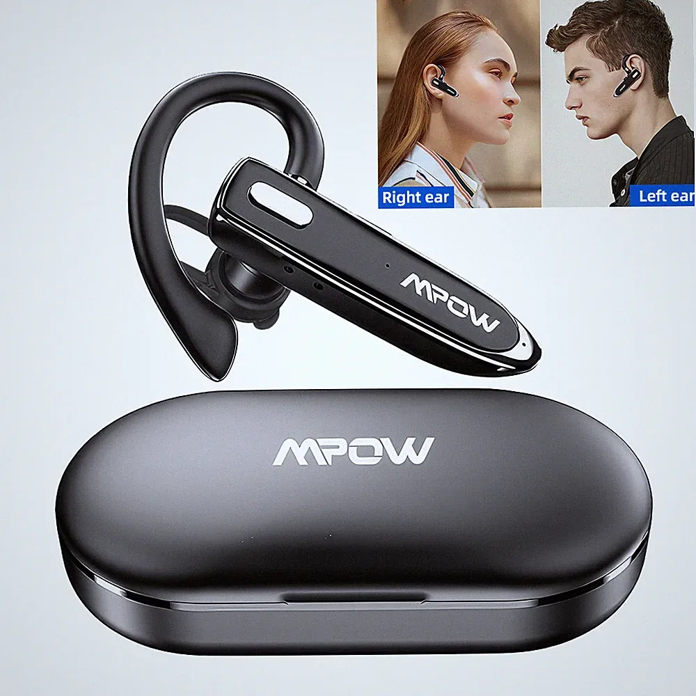 Bluetooth 5.3 Auto Headset Kopfhörer Kabellos Einohr Stereo mit Mikrofon Schwarz