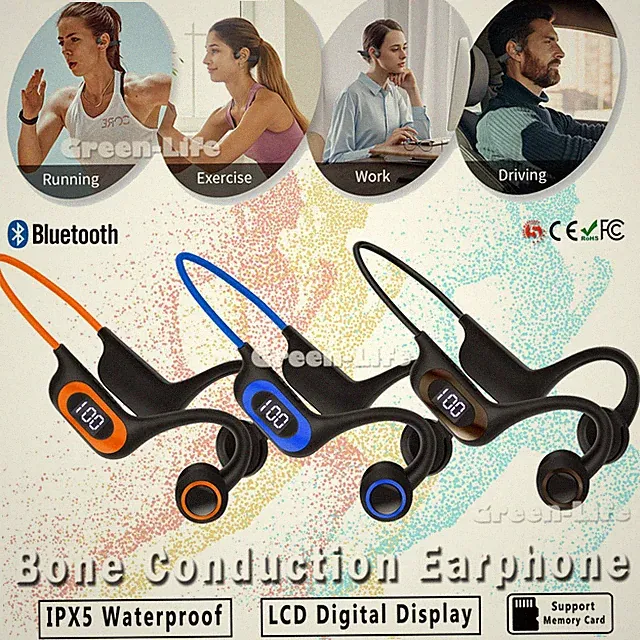Bluetooth 5.3 Bone Conduction Headphones Sport Open Ear Earphone Earbuds Headset