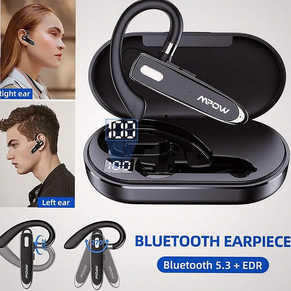 Bluetooth 5.3 Headset Stereo Kopfhörer Kabellos Ohrhörer mit Mikrofon für Handy