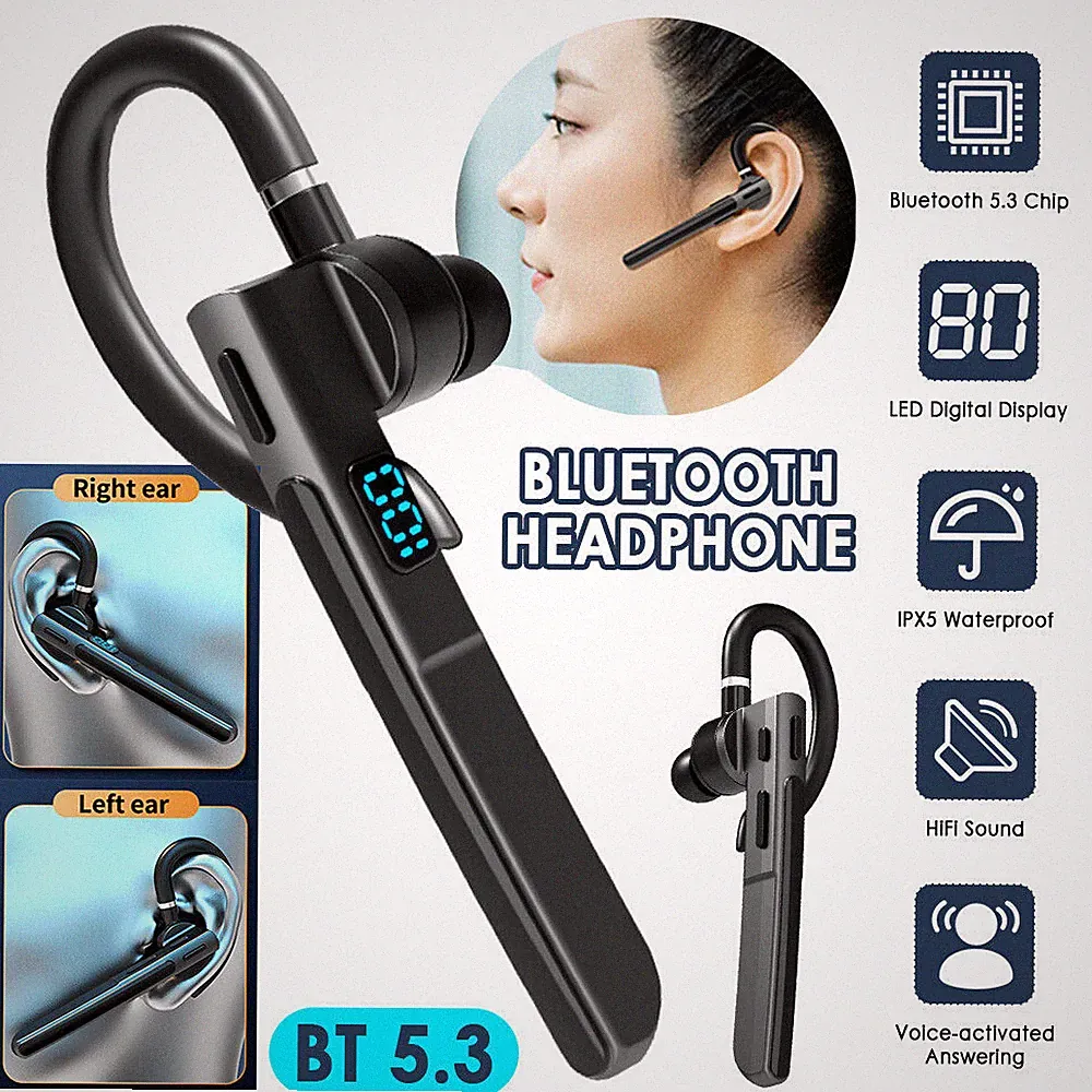 Bluetooth 5.3 Headset Stereo Kopfhörer Kabellos Ohrhörer mit Mikrofon für Handy