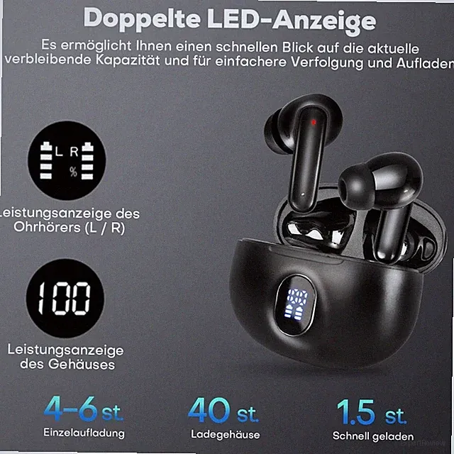 Bluetooth 5.3 Kopfhörer In Ear Kabellos TWS Sportkopfhörer IPX-7 mit Mikrofon
