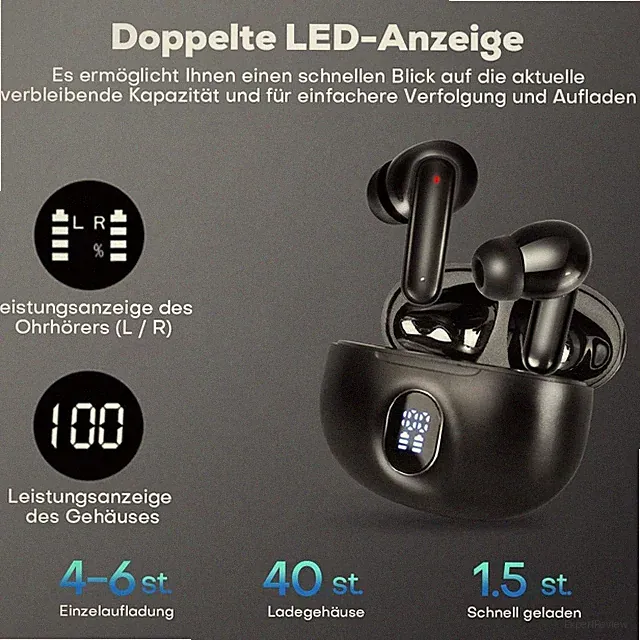 Bluetooth 5.3 Kopfhörer In Ear Kabellos TWS Sportkopfhörer IPX-7 mit Mikrofon