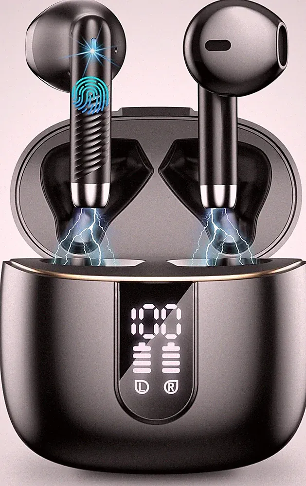 Bluetooth 5.3 Kopfhörer, in Ear Kopfhörer Kabellos Mit 4 Mic, 48H Tiefer Bass Sp
