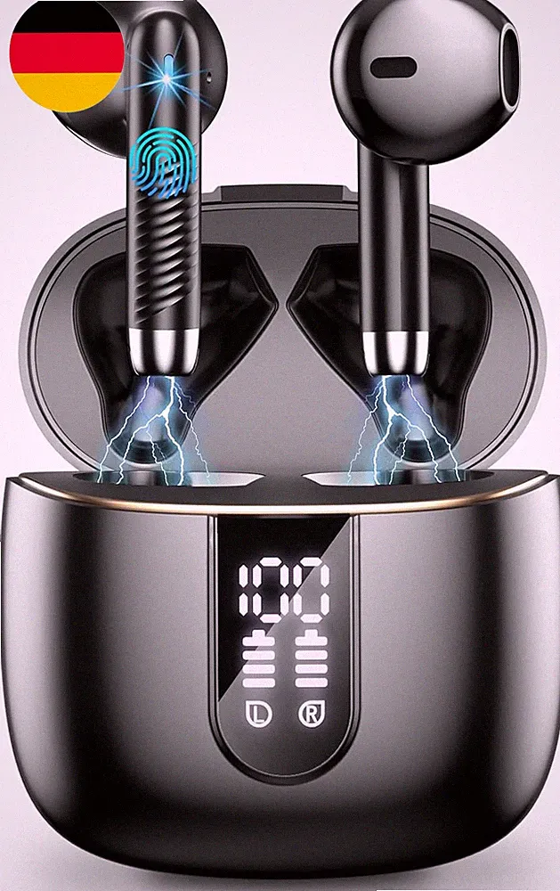 Bluetooth 5.3 Kopfhörer, in Ear Kopfhörer Kabellos Mit 4 Mic, 48H Tiefer Bass Sp
