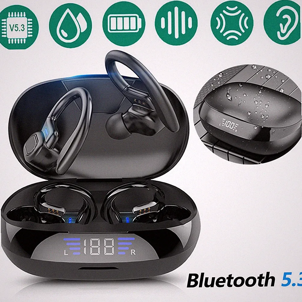 Bluetooth 5.3 Kopfhörer In Ear Ohrbügel Kabellos-TWS Sportkopfhörer mit Mikrofon