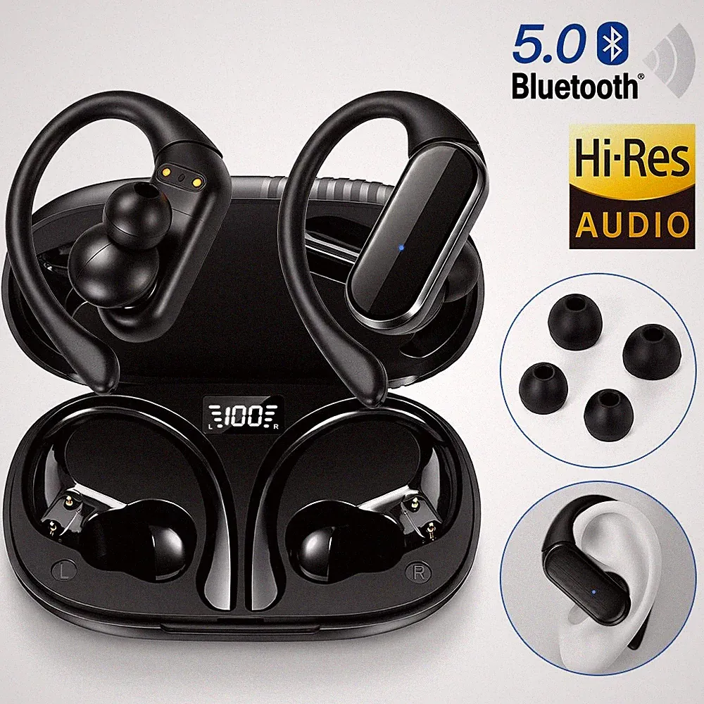 Bluetooth 5.3 Kopfhörer In Ear Ohrbügel Kabellos TWS Sportkopfhörer mit Mikrofon