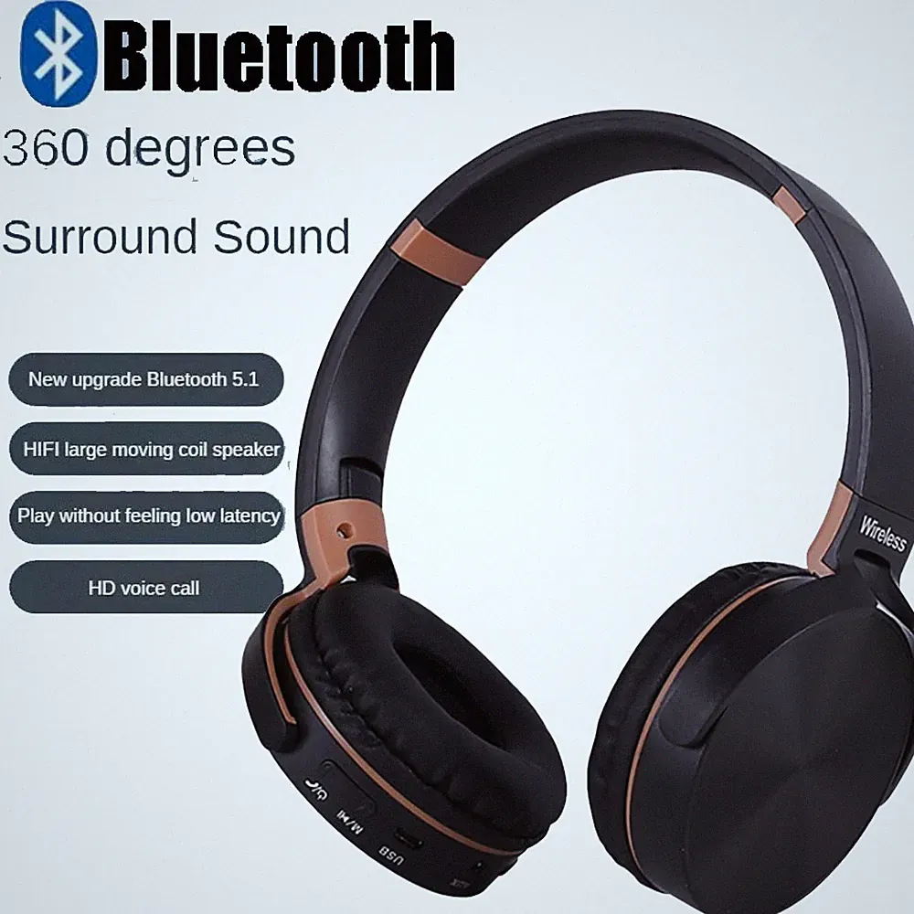 Bluetooth 5.3 Kopfhörer Kabellos Headset Stereo Bass Noise Cancelling Over-Ear