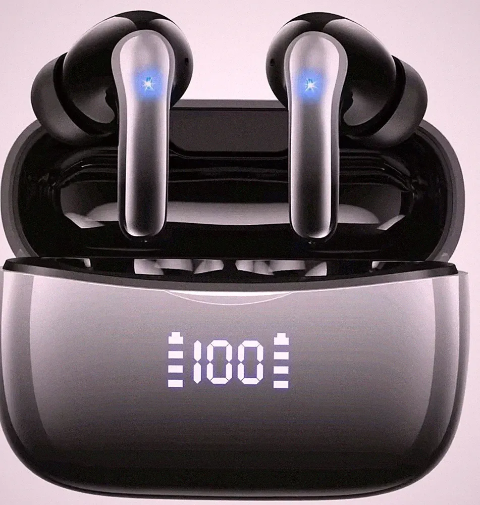 Bluetooth 5.3 Kopfhörer Kabellos In Ear LED Display 50H Akku IP7 Wasserdicht