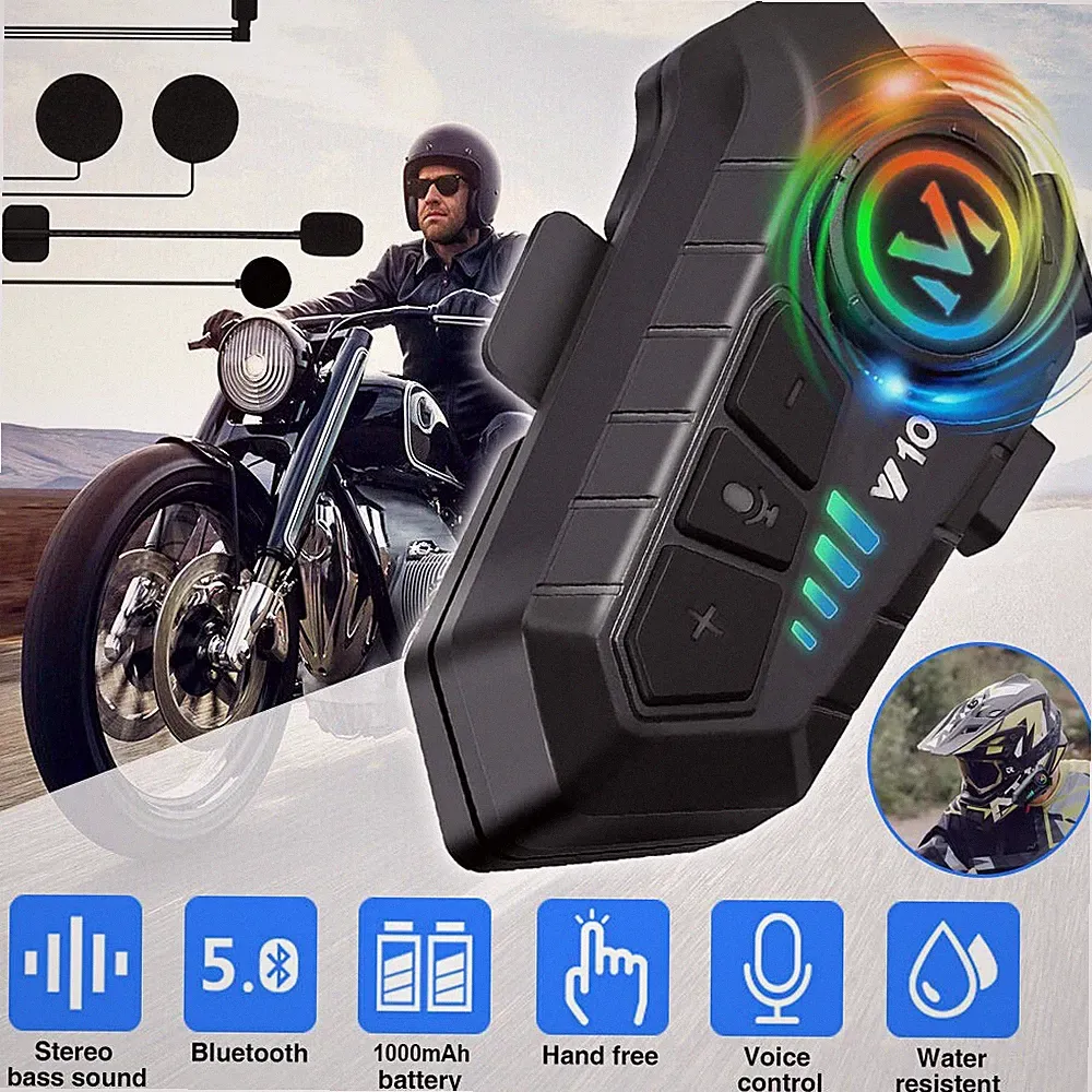 Bluetooth 5.3 Motorrad Helm Headset Motorräder Kopfhörer Lautsprecher Intercom