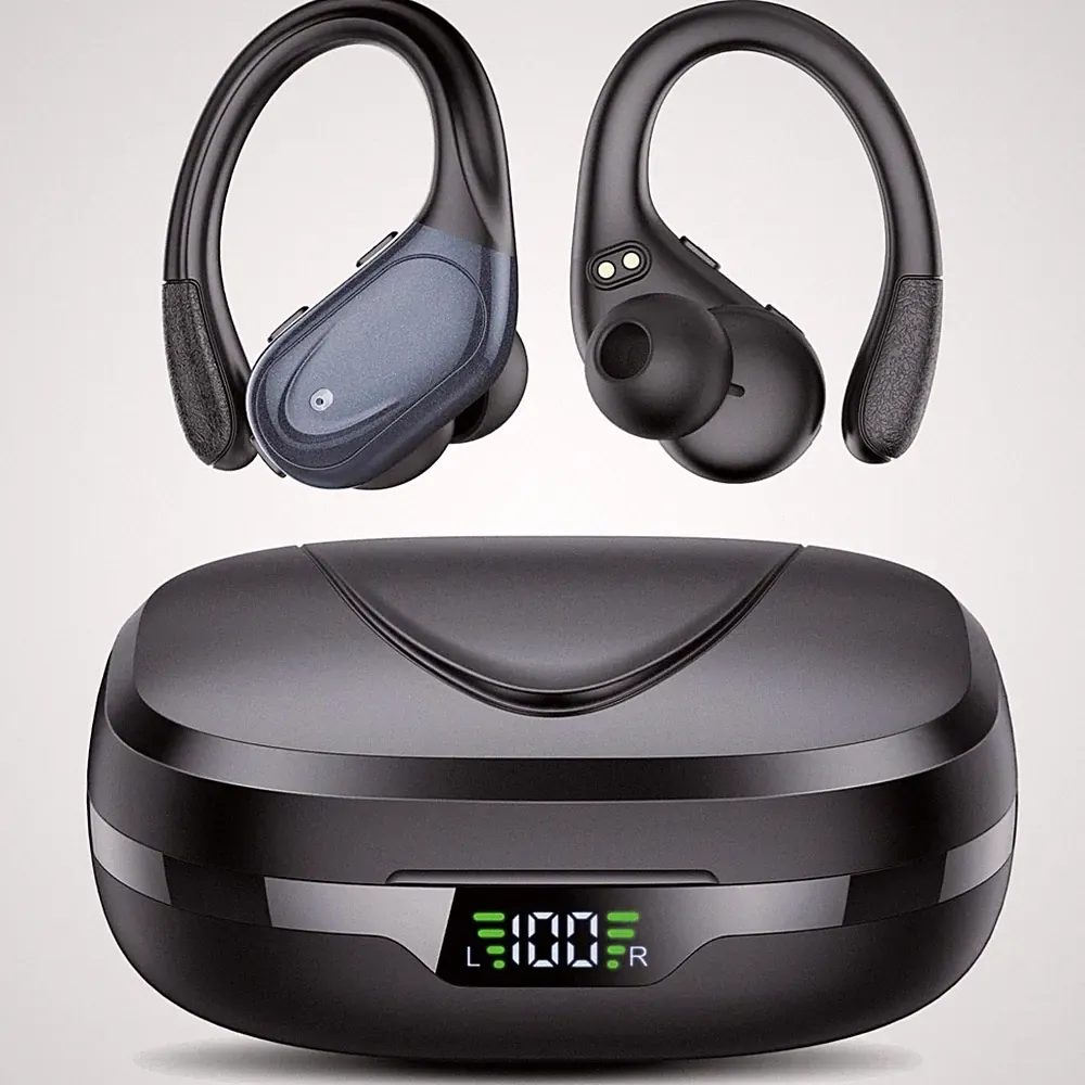 Bluetooth 5.3 Sport Kopfhörer, 60 Std Akkulaufzeit, Tiefer Bass