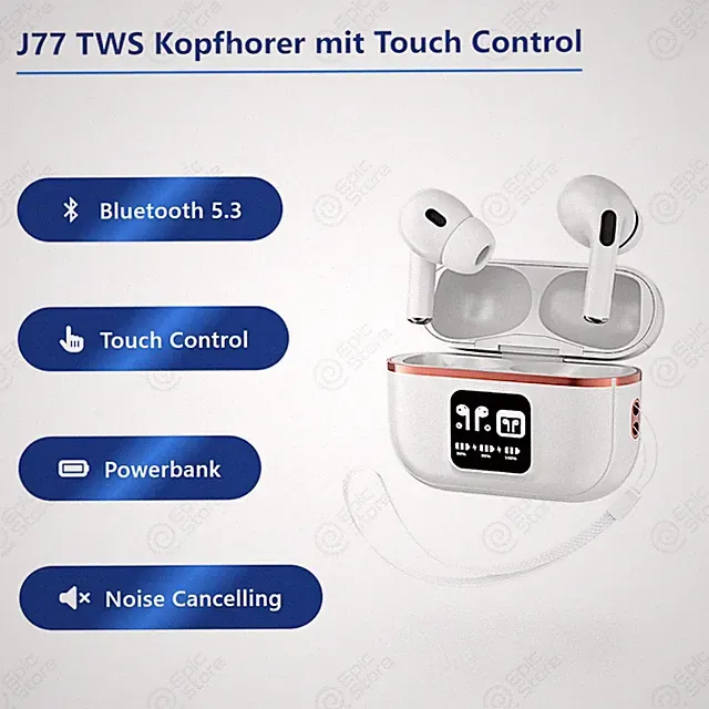 Bluetooth 5.3 TWS In-Ear Kopfhörer Earbuds LED Touch Stereo Mikrofon Ladecase