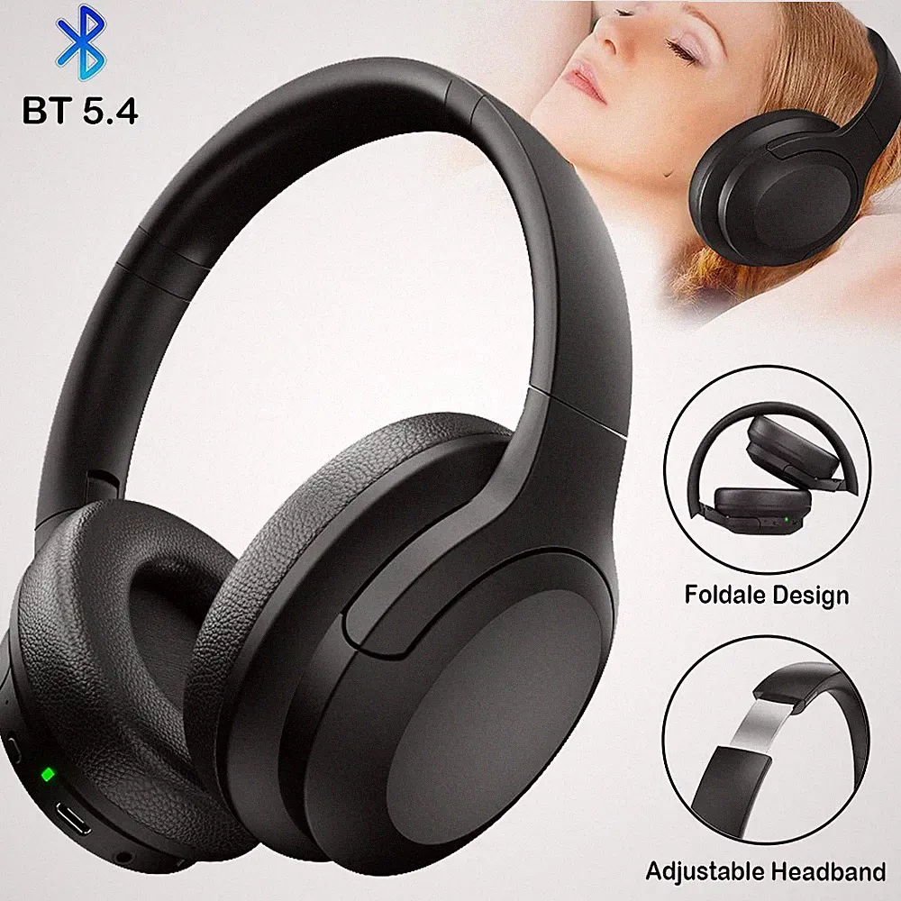 Bluetooth 5.4 ANC Over-Ear-Kopfhörer mit aktiver Geräuschunterdrückung Schwarz