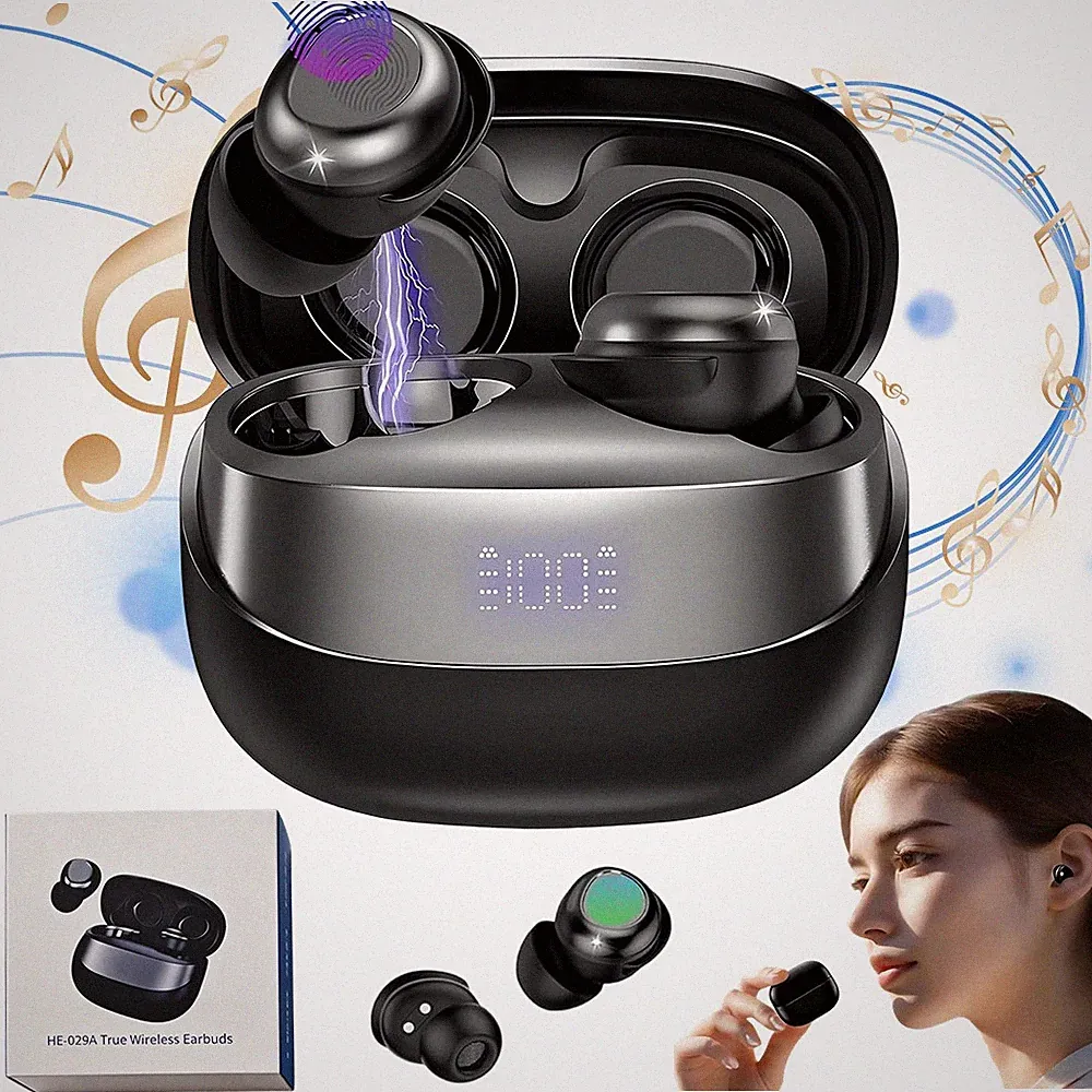Bluetooth 5.4 In Ear Kopfhörer mit LED Display und Touch Steuerung Schwarz