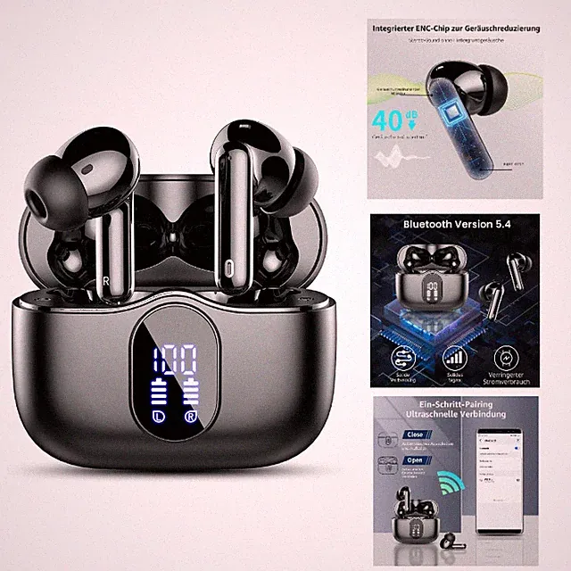 Bluetooth 5.4 Kabellose Kopfhörer A90 Pro mit Aktivem Noise Cancelling Schwarz