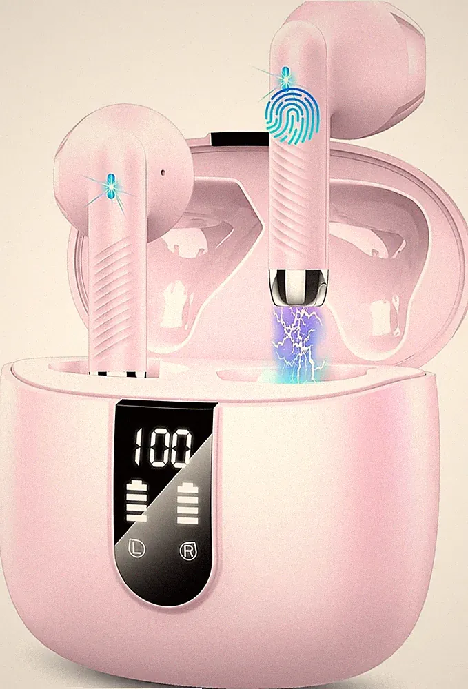 Bluetooth 5.4 Kopfhörer, In Ear Kopfhörer Kabellos mit 4 Mic, 48H Tiefer Bass S