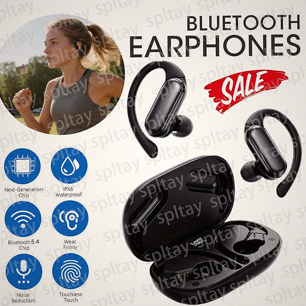 Bluetooth 5.4 Kopfhörer In-Ear Ohrbügel Kabellos TWS Sportkopfhörer mit Mikrofon