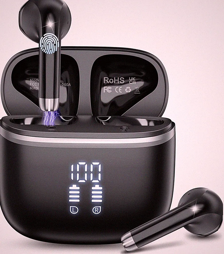 Bluetooth 5.4 Kopfhörer Kabellos ENC HiFi Stereo IPX7 LED 50H In Ear