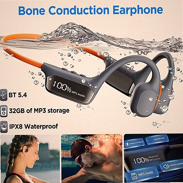Bluetooth 5.4 Kopfhörer Knochenschall Kabelloses Earbuds Ohrhörer Sportkopfhörer