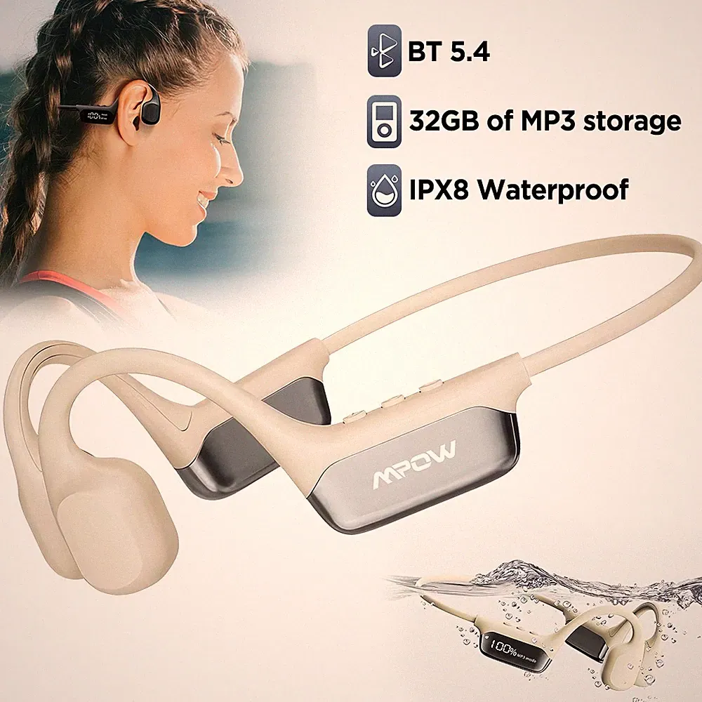 Bluetooth 5.4 Kopfhörer Knochenschall Nackenbügel Sport Wasserdicht Headset MPOW