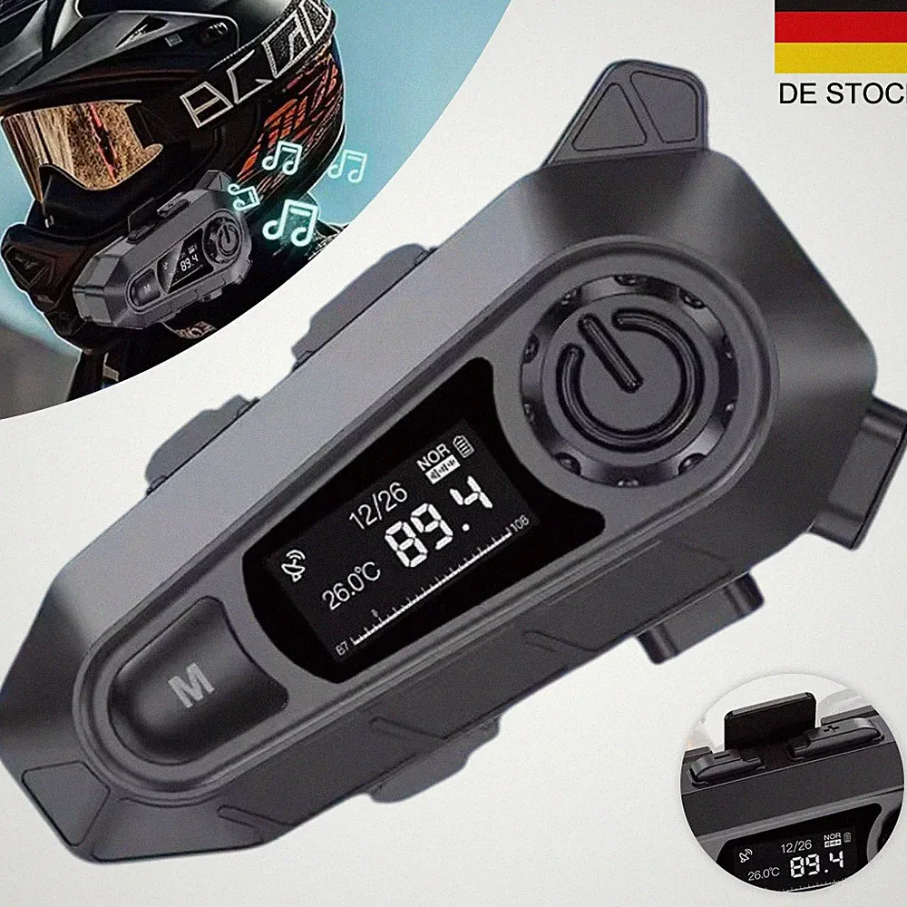 Bluetooth 5.4 Motorrad Helm Headset FM Motorradhelm Drahtloser Anruf Kopfhörer