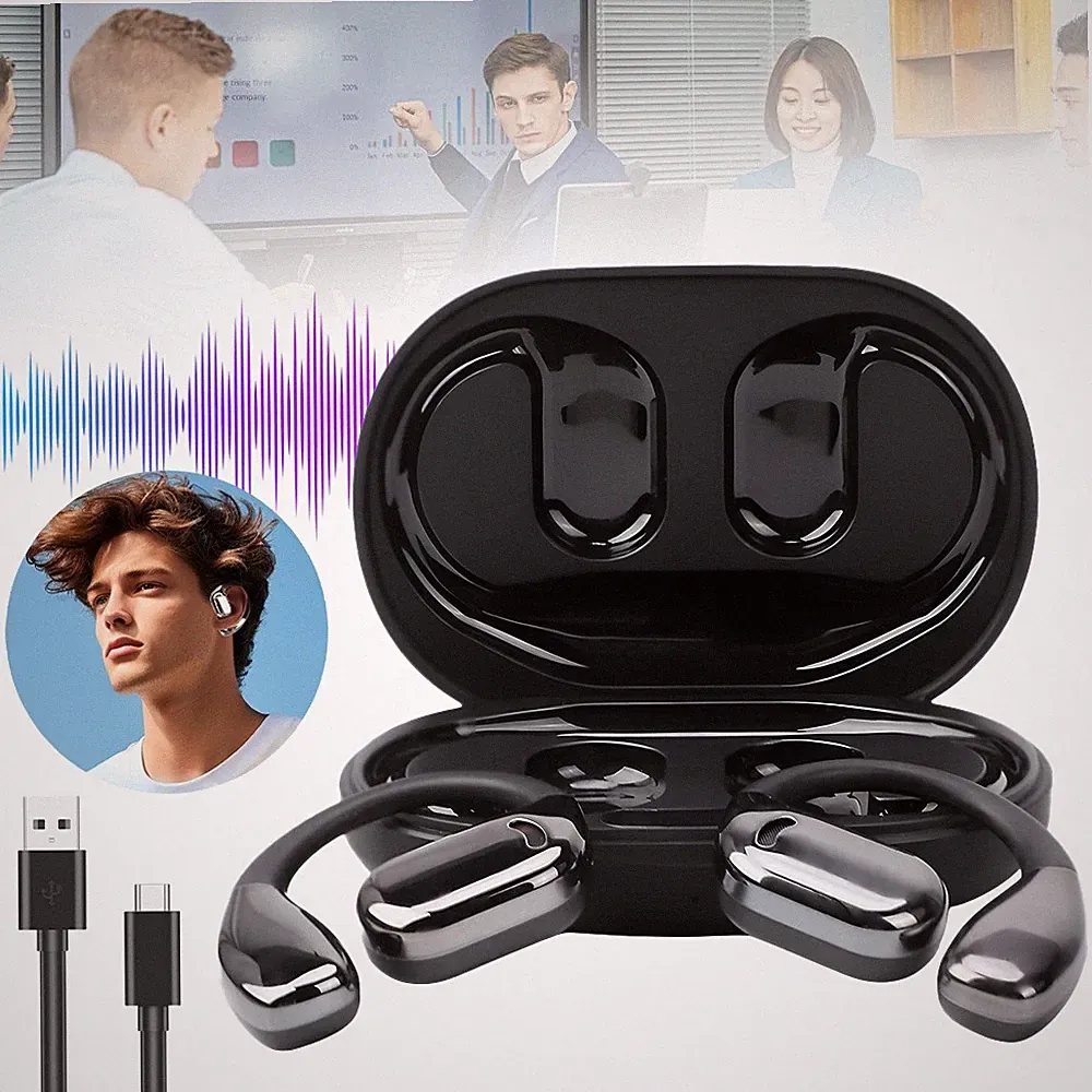 Bluetooth 5.4 Open Ear Kopfhörer Ear Clip Ohrhörer Sport AI Translator Earbuds
