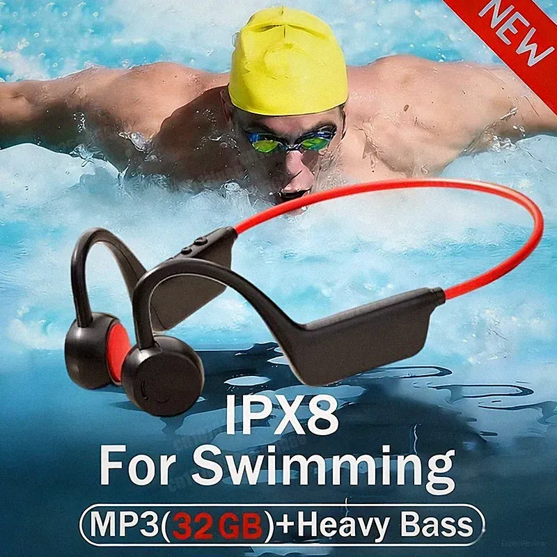 Bluetooth 5.4 Sport Kopfhörer IPX8 Wasserdicht Schwimmen Headset mit Mikrofon DE