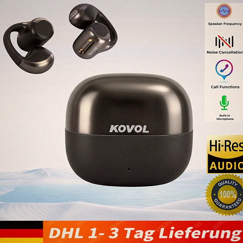 Bluetooth 6.0 Kopfhörer In-Ear Clip-on Kabellos TWS Sportkopfhörer mit Mikrofon