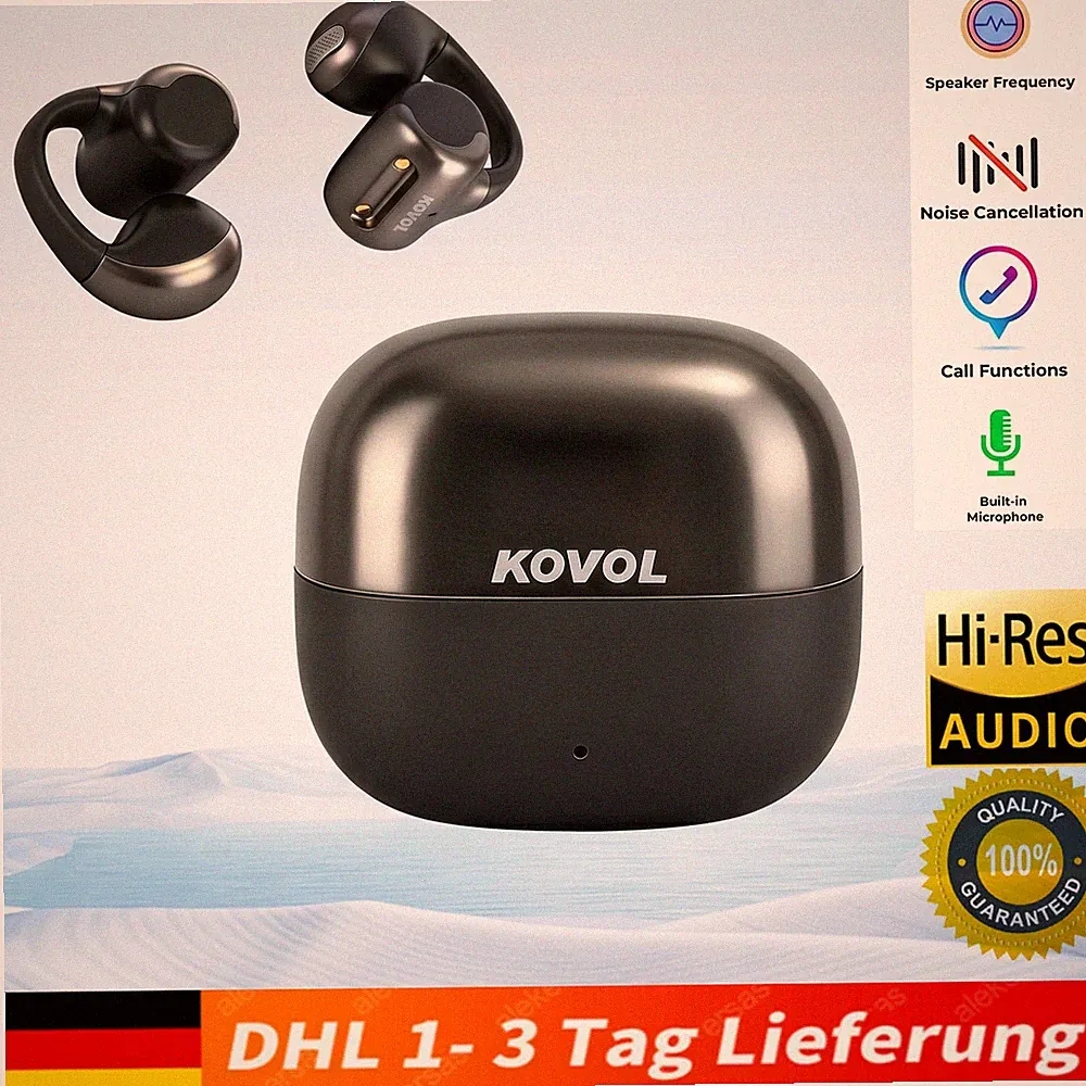 Bluetooth 6.0 Kopfhörer In-Ear Clip-on Kabellos TWS Sportkopfhörer mit Mikrofon