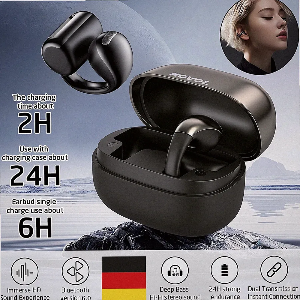 Bluetooth 6.0 Kopfhörer,Open-Ear Kopfhörer Kopfhörer TWS Wireless Sport Ohrhörer