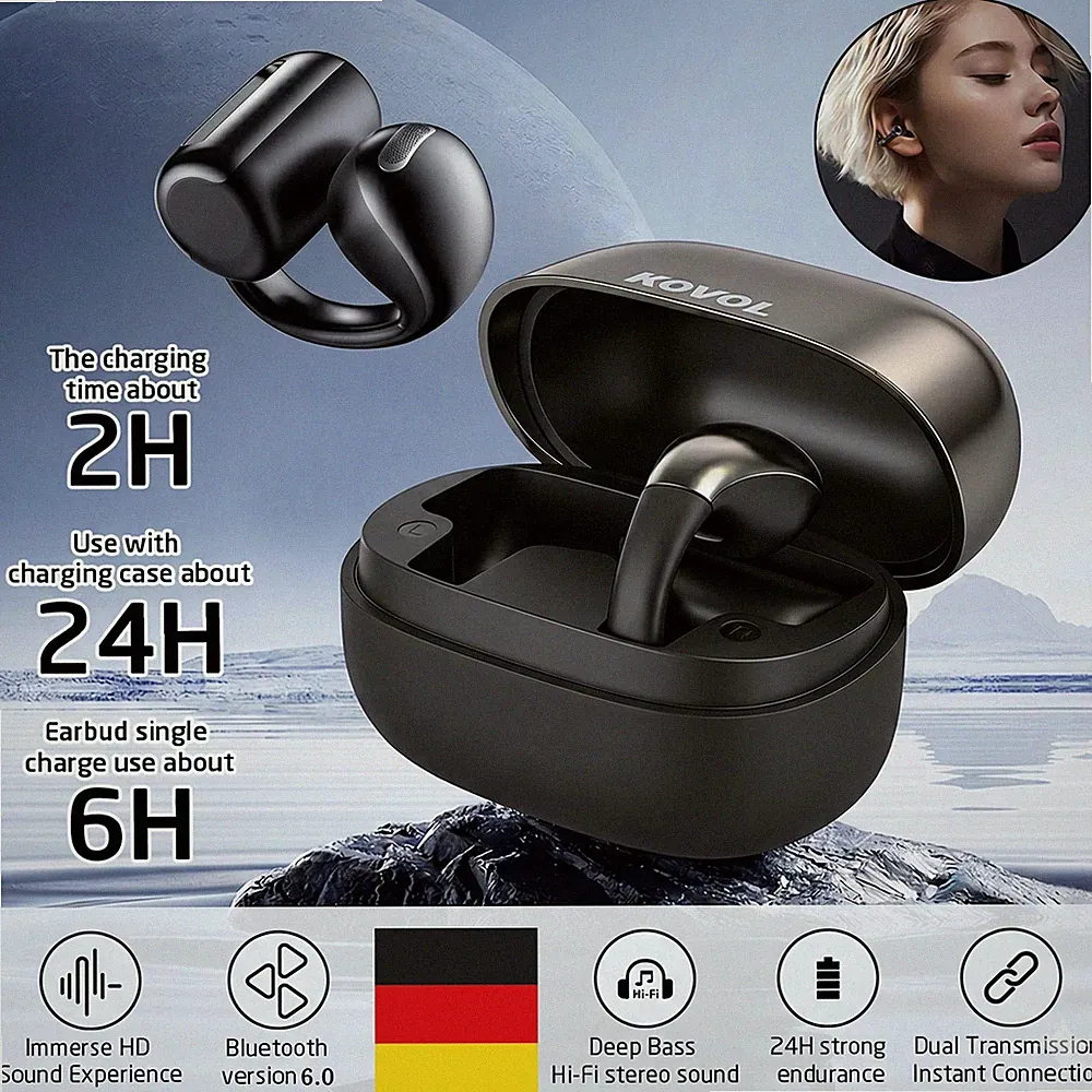Bluetooth 6.0 Kopfhörer,Open-Ear Kopfhörer Kopfhörer TWS Wireless Sport Ohrhörer