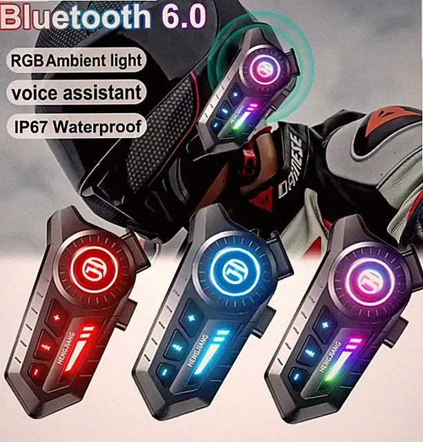 Bluetooth 6.0 Motorrad Helm Headset Kopfhörer Freisprecheinrichtung Wasserdicht