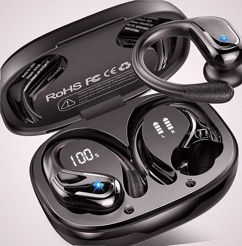 Bluetooth Headphones IP8 Wasserdicht 75h Sport USB-C LED Display