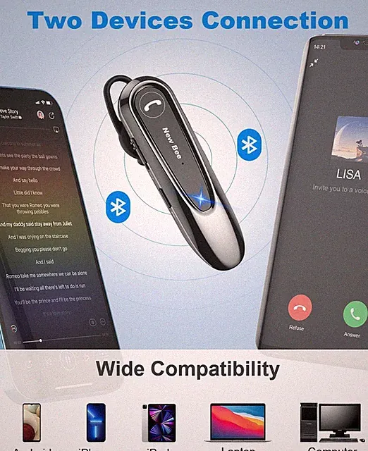 Bluetooth Headset Freisprech Telefon mit Dual Mic Freisprech-Bluetooth-Ohrhörer.