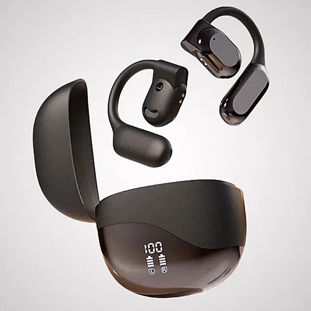 Bluetooth-Headset, kabellose Ohrhörer mit Ohrbügel, Mikrofon und Ladecase