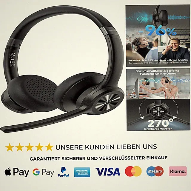Bluetooth Headset Mikrofon Noise Cancelling 50 Std Akku