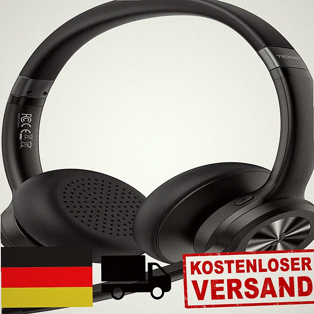 Bluetooth Headset Mikrofon Noise Cancelling 50 Std Akku TECKNET