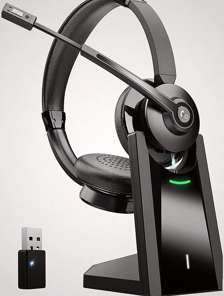 Bluetooth Headset mit Mikrofon Kabellos Ladestation USB Dongle