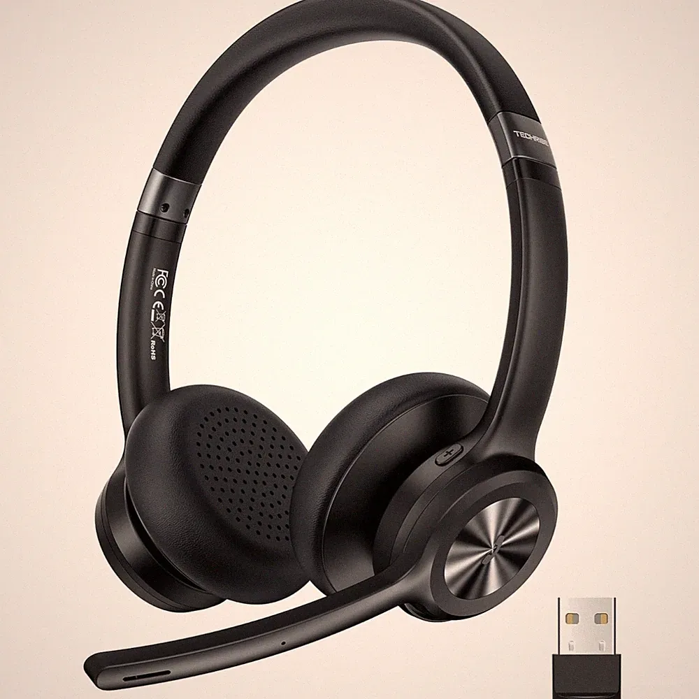 Bluetooth Headset mit Mikrofon Noise Cancelling 50 Std Akku kabellos