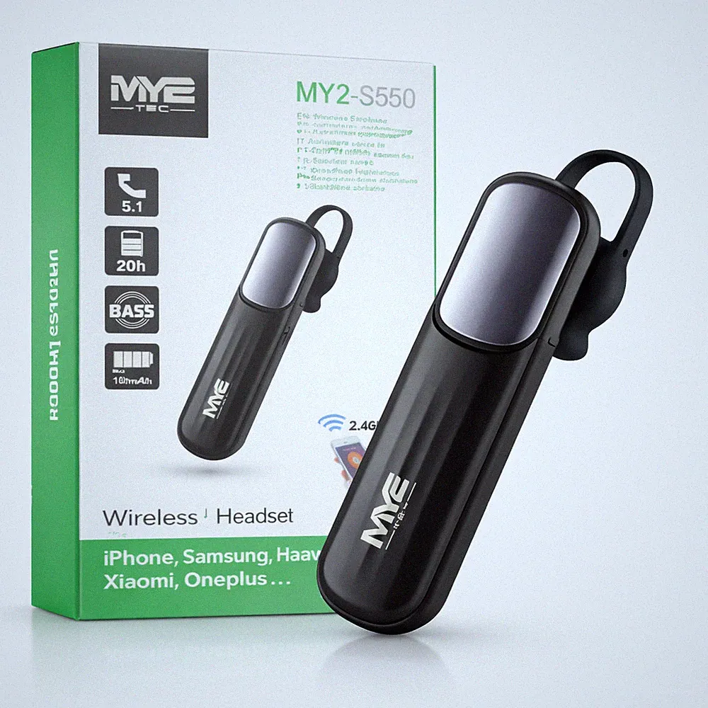 Bluetooth Headset MY2-S550 Wireless 5.1 In-Ear 20h Akku Mikrofon Kopfhörer