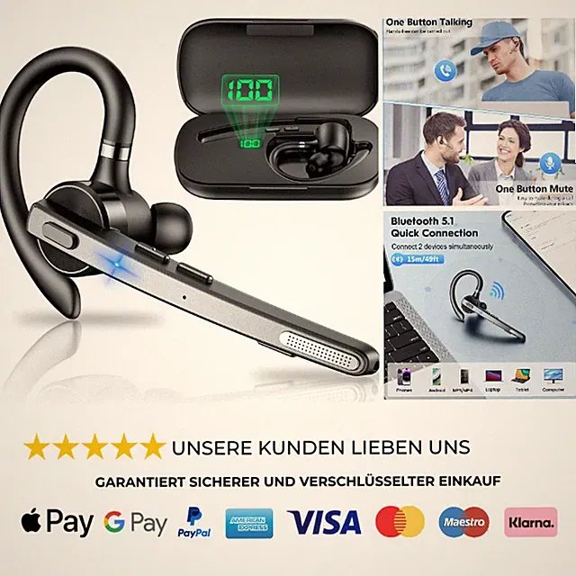 Bluetooth Headset New Bee M53 72h Akku CVC 8 Dual Mikrofon