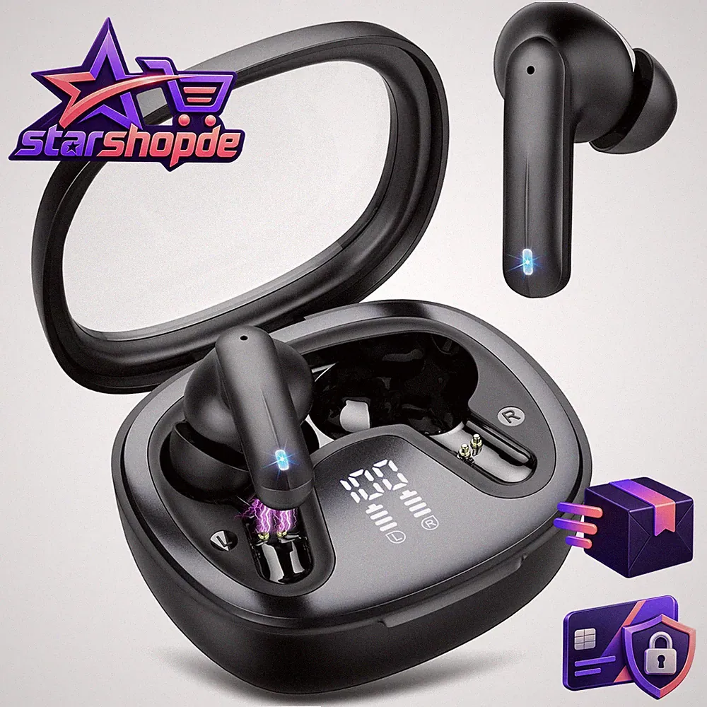 Bluetooth In Ear Kopfhörer Kabellos 45 Std LED IPX7 für Arbeit Sport
