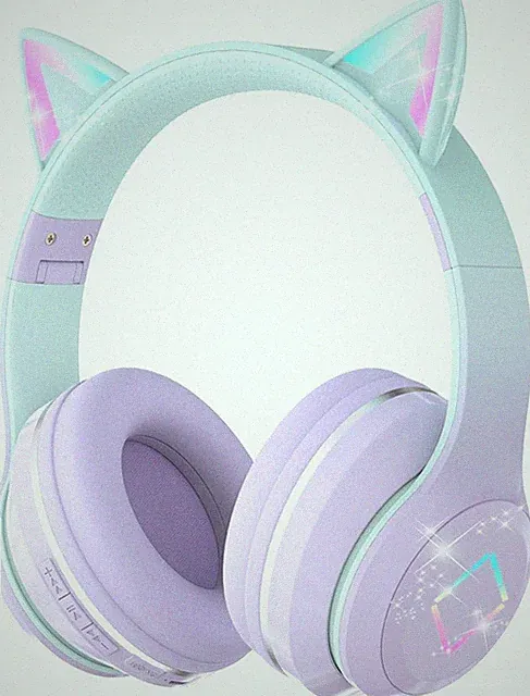 Bluetooth Kinder Kopfhörer, Katzenohr LED leuchtende kabellose Kinderkopfhörer, Bluetoot