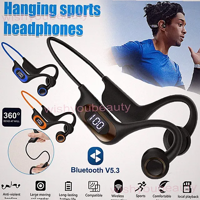 Bluetooth Knochenschall Kopfhörer Open Ear Sport Wasserdicht Kabellos 5.3
