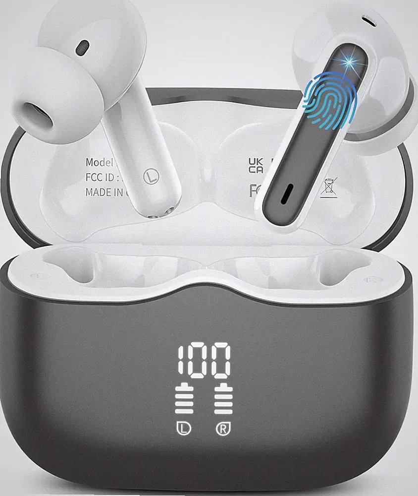 Bluetooth Kopfhörer 4 ENC Mikrofone IP7 Wasserdicht 40Std Akku LED